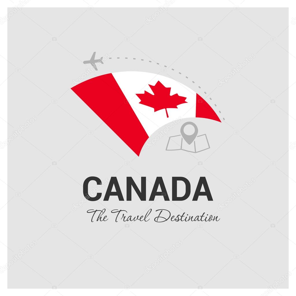 Canada Travel Destination logo - travel company logo design - Travel and Tourism concept with country flag - vector illustration