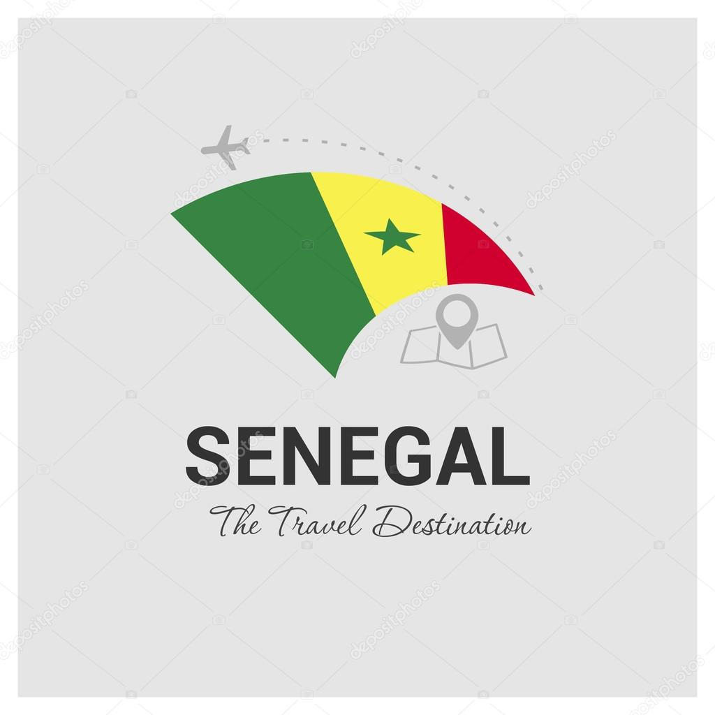 Senegal Travel Destination logo - travel company logo design - Travel and Tourism concept with country flag - vector illustration