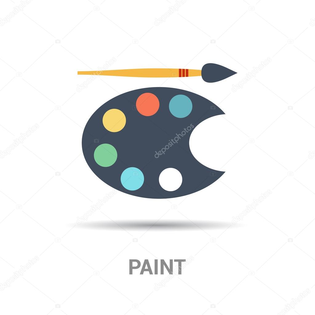 Painting brush and palette icon. vector illustration, Paint text