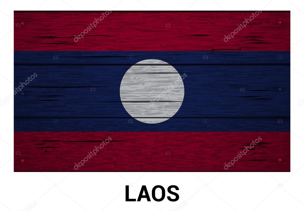 Laos flag on wood texture background