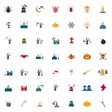 Düz Cadılar Bayramı Icon set