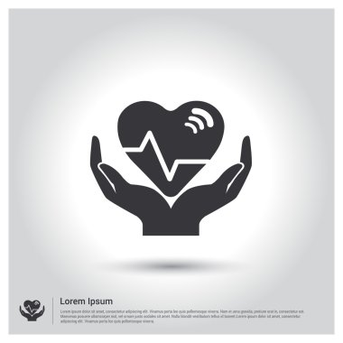 Ellerin simgesinde kalp 