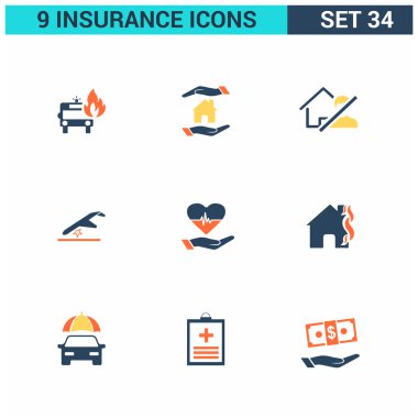Soyut koleksiyonu düz sigorta Icons set