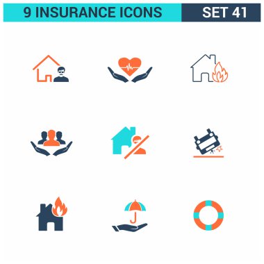 Soyut koleksiyonu düz sigorta Icons set