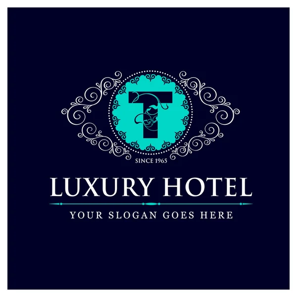 Logotipo do hotel de luxo - T — Vetor de Stock