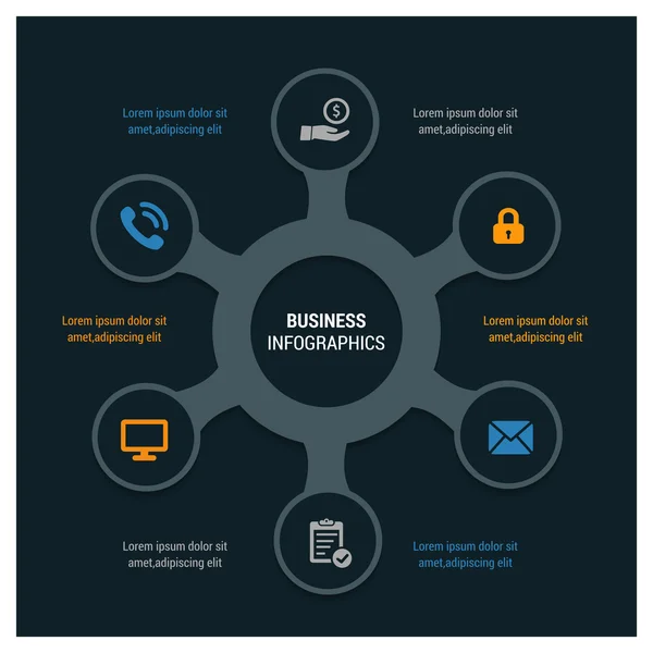 6 krok informacji graficznych szablon prezentacji biznesowych — Wektor stockowy