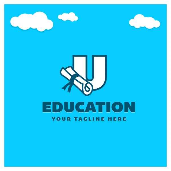 Educação letra U logotipo — Vetor de Stock