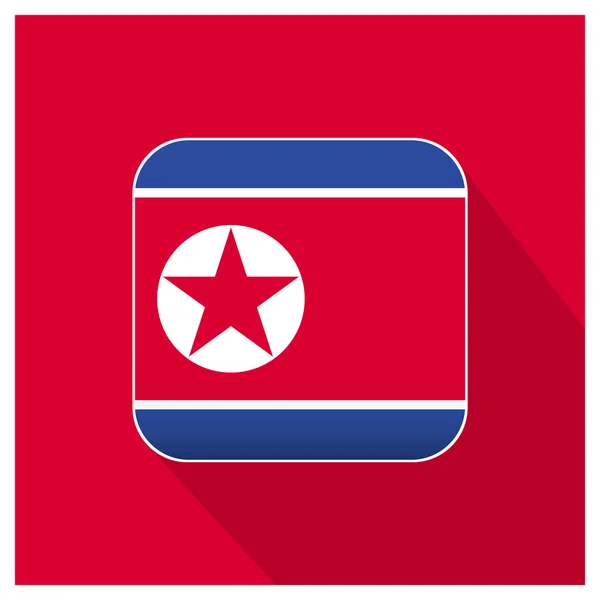 北朝鮮フラグ ボタン — ストックベクタ