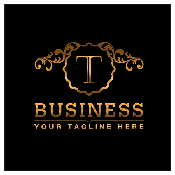 Логотип бизнеса Дизайн с золотой буквой T — стоковый вектор