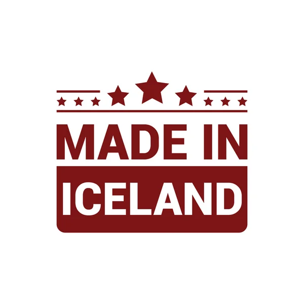 Hecho en Islandia - Sello de goma roja — Vector de stock