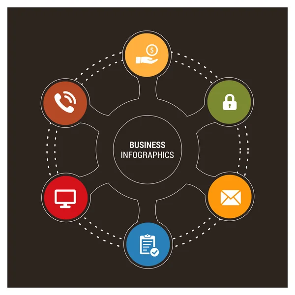 Plantilla gráfica de información de 6 pasos para su presentación empresarial — Vector de stock