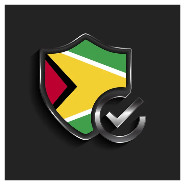 [ok] をセキュリティ シールド ガイアナの国旗 — ストックベクタ