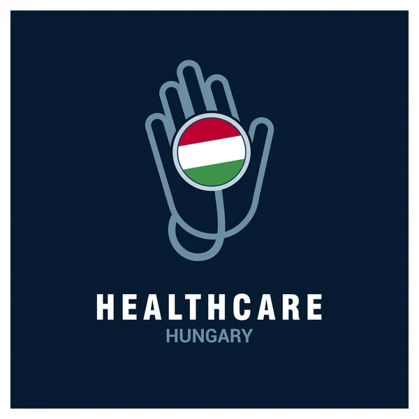 Hungría Bandera nacional en el estetoscopio — Vector de stock