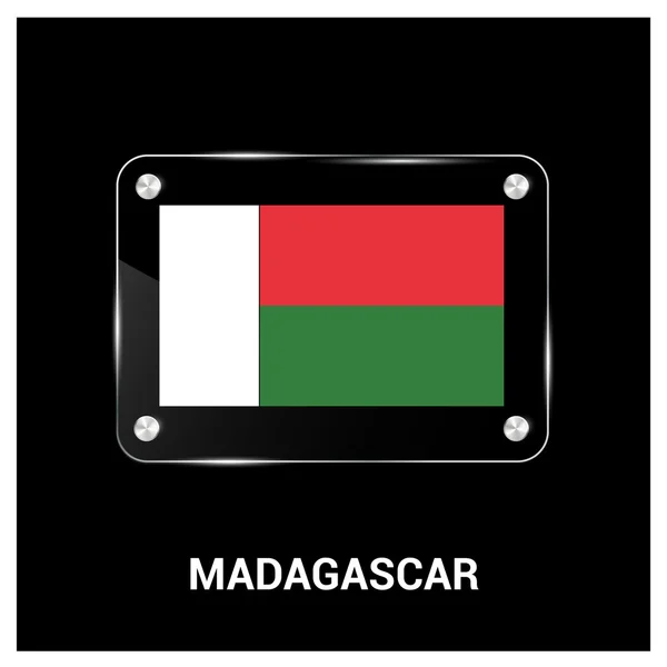 Madagaskar bayrağı cam levha — Stok Vektör
