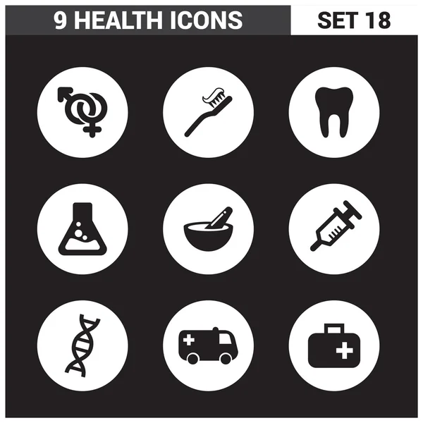 9 aplicación Conjunto de iconos médicos . — Vector de stock