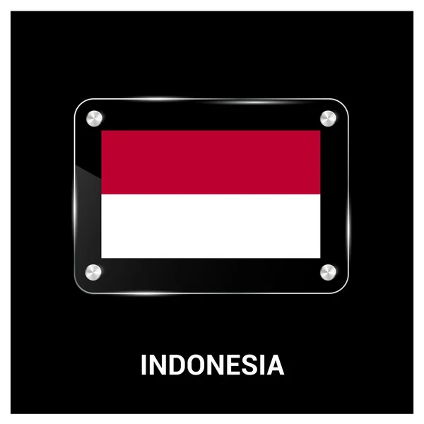 Placa de vidrio bandera de Indonesia — Vector de stock