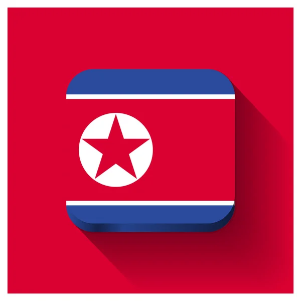 北朝鮮フラグ ボタン — ストックベクタ