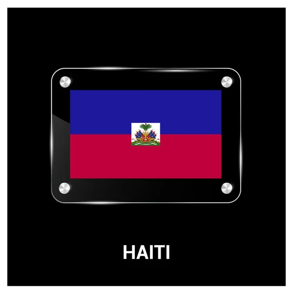 Bandera de Haití placa de vidrio — Vector de stock