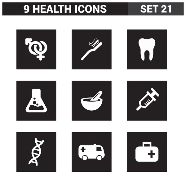 9 aplicación Conjunto de iconos médicos . — Vector de stock