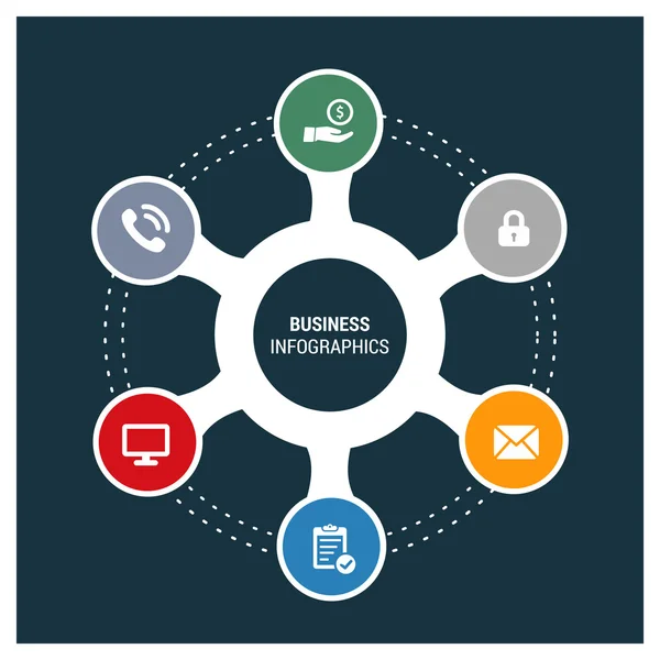 Modelo de negócio 6 Passos infográficos — Vetor de Stock