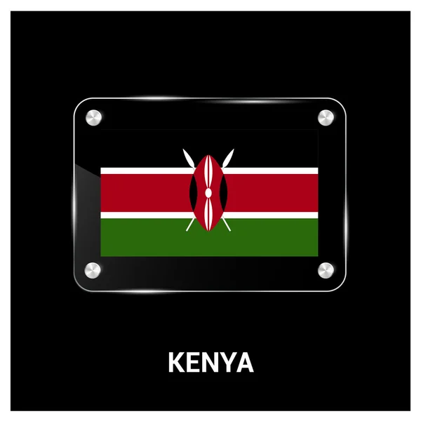 Quênia placa de vidro bandeira —  Vetores de Stock