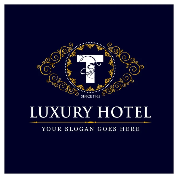 Logotipo do hotel de luxo - T — Vetor de Stock