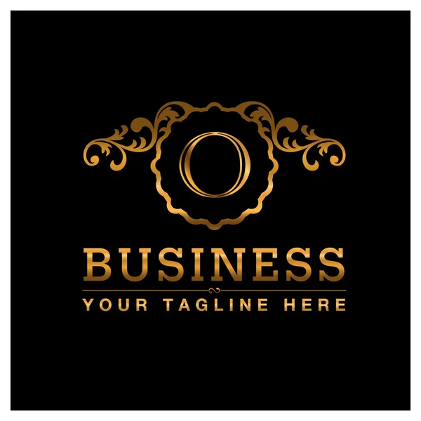 Логотип бизнеса Дизайн с золотой буквой O — стоковый вектор