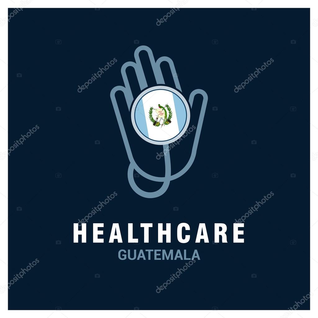 Guatemala National flag on stethoscope - Health care logo