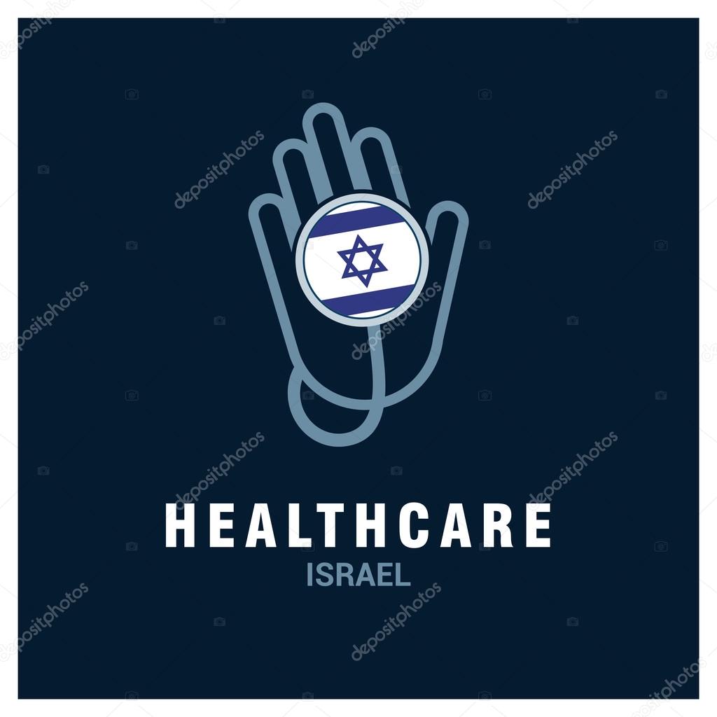Israel National flag on stethoscope - Health care logo - Medical Logo - Hospital Clinic Logo - Helping Hand Logo. Vector illustration