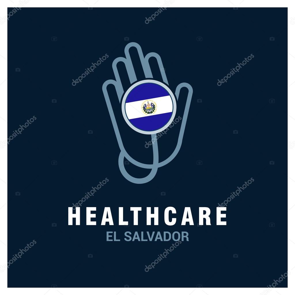 El Salvador National flag on stethoscope - Health care logo