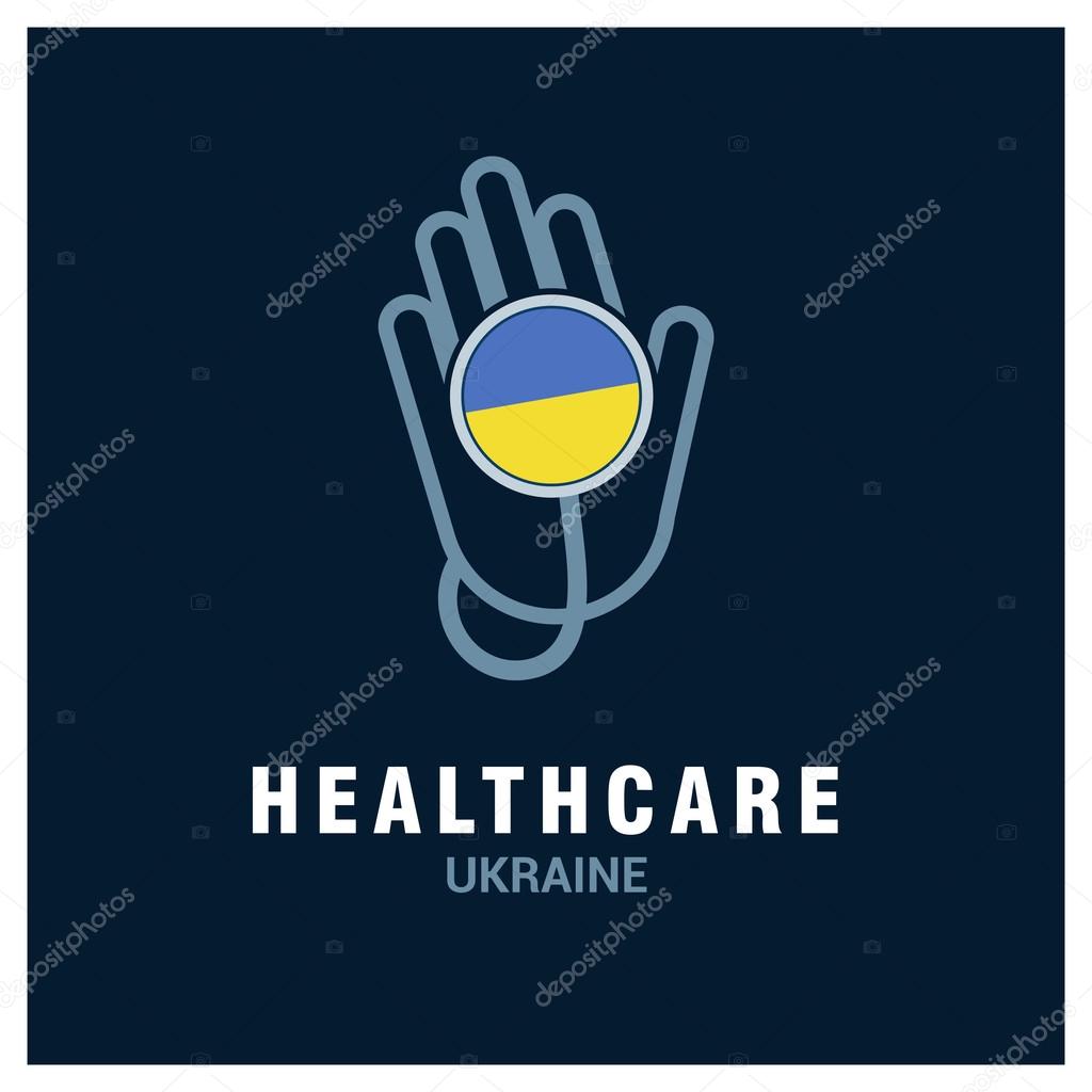 Ukraine National flag on stethoscope - Health care logo