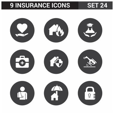 9 uygulama sigorta Icons set