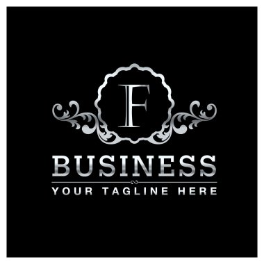 Buisiness Logo tasarımı ile gümüş harf F
