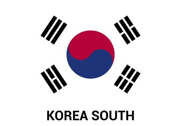 Corea del Sur ondeando bandera aislado vector en colores oficiales — Vector de stock