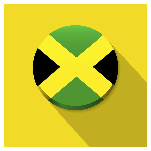 Long shadow Jamaica flag Button — Stock Vector