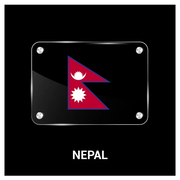 Bandera Nepal placa de vidrio — Archivo Imágenes Vectoriales
