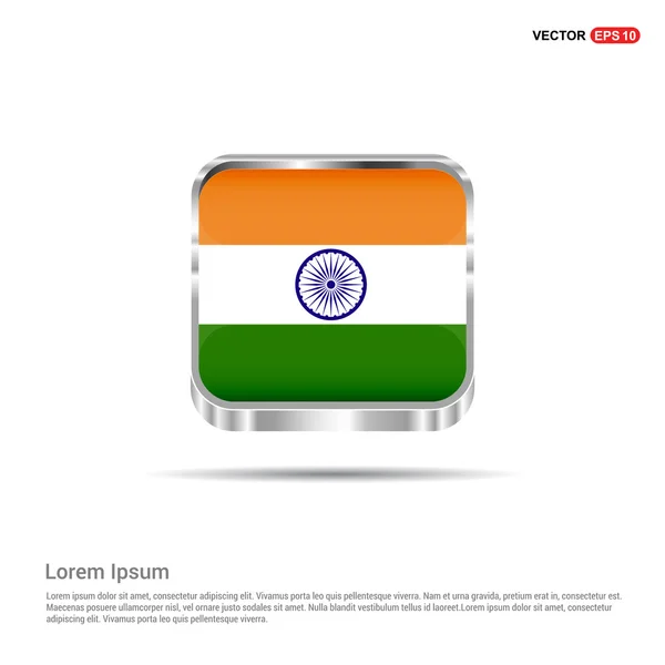 Indien flagga knappen — Stock vektor