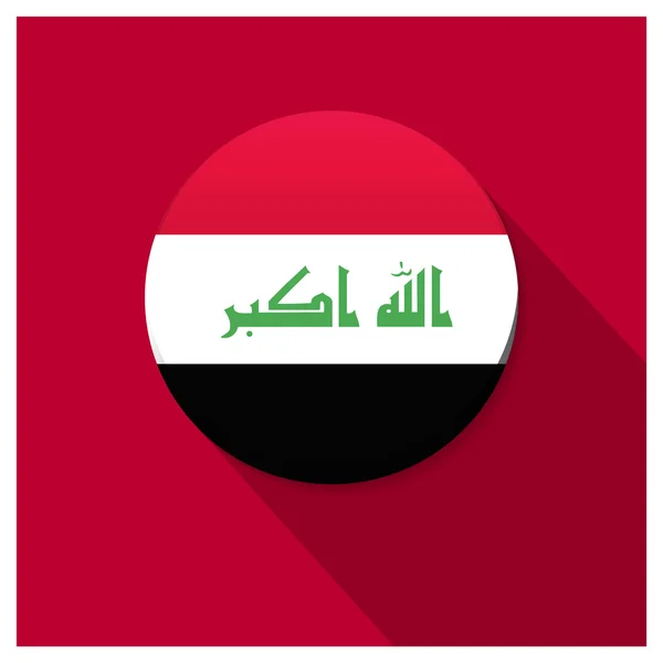 Uzun gölge Irak bayrağı düğmesi — Stok Vektör