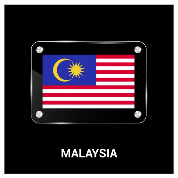 マレーシアの国旗ガラス プレート — ストックベクタ