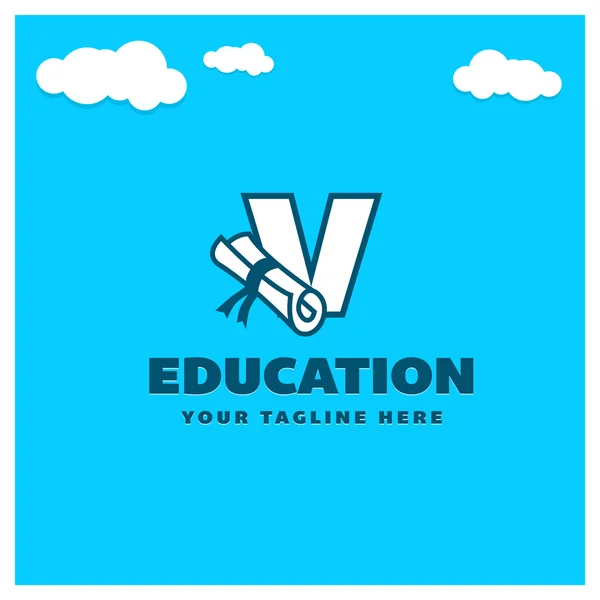 Educação letra V logotipo — Vetor de Stock