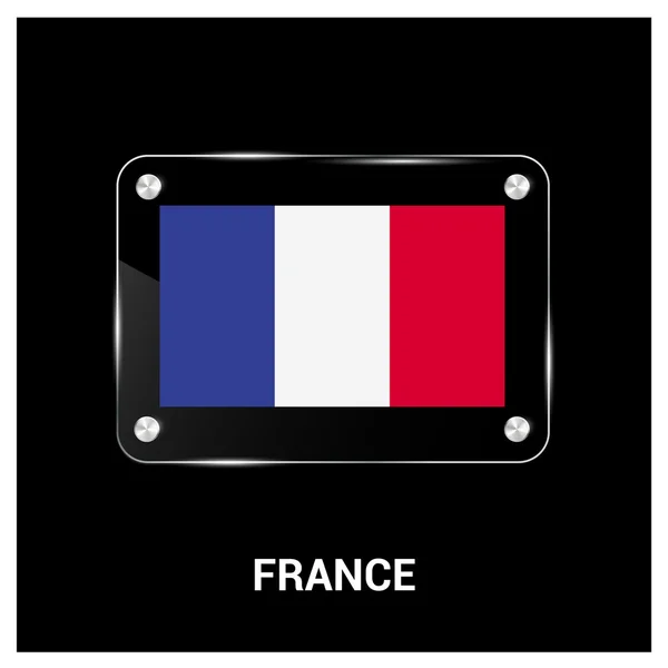 フランスの国旗ガラス プレート — ストックベクタ