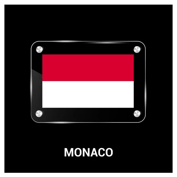 Placa de vidrio bandera de Mónaco — Archivo Imágenes Vectoriales