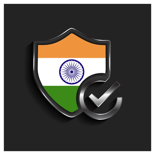 OK säkerhet shield India flag — Stock vektor