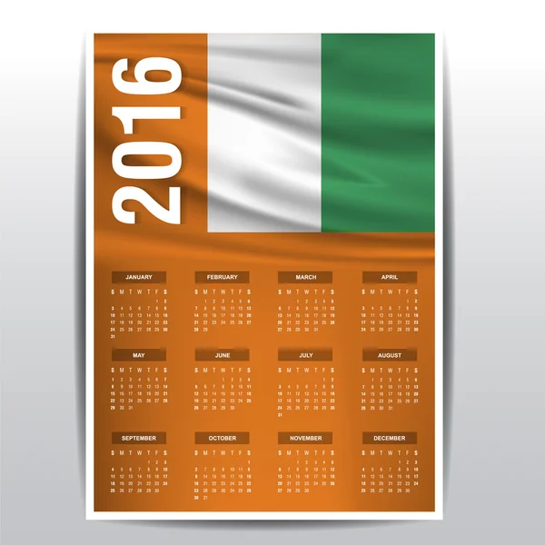 Календарь 2016 - Флаг Кот-д "Ивуара — стоковый вектор