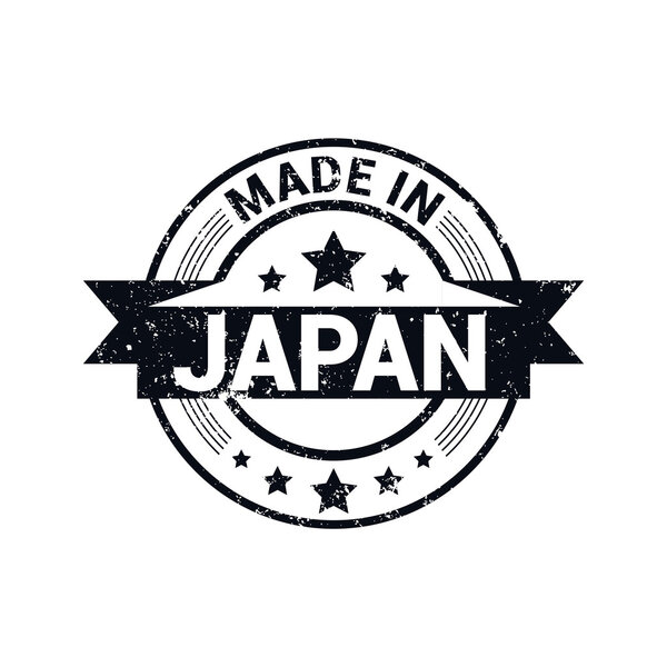Сделано в Японии - дизайн круглой резиновой марки
