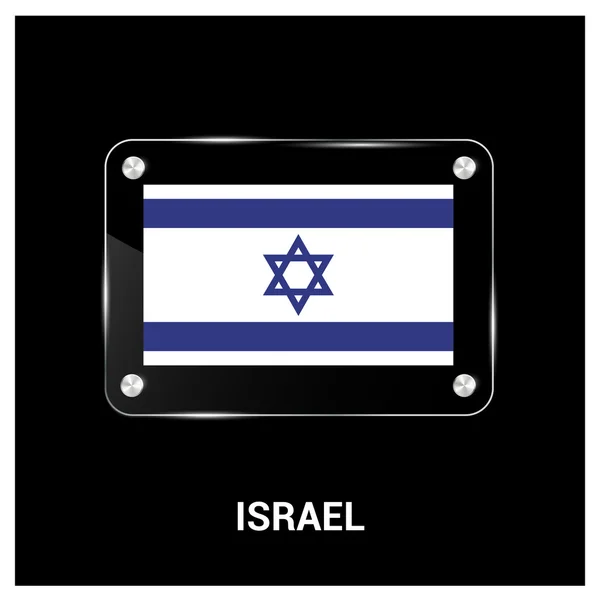 Bandeira de Israel placa de vidro — Vetor de Stock