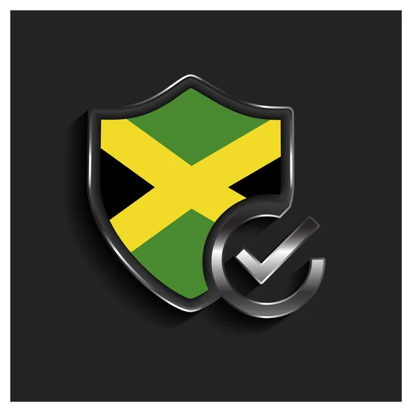 Ok escudo de segurança bandeira Jamaica —  Vetores de Stock