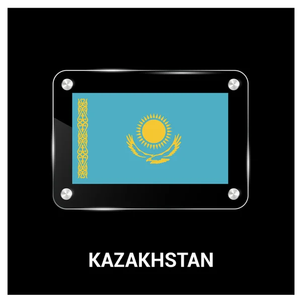 Kazakhistan Flag glass plate — Stock Vector