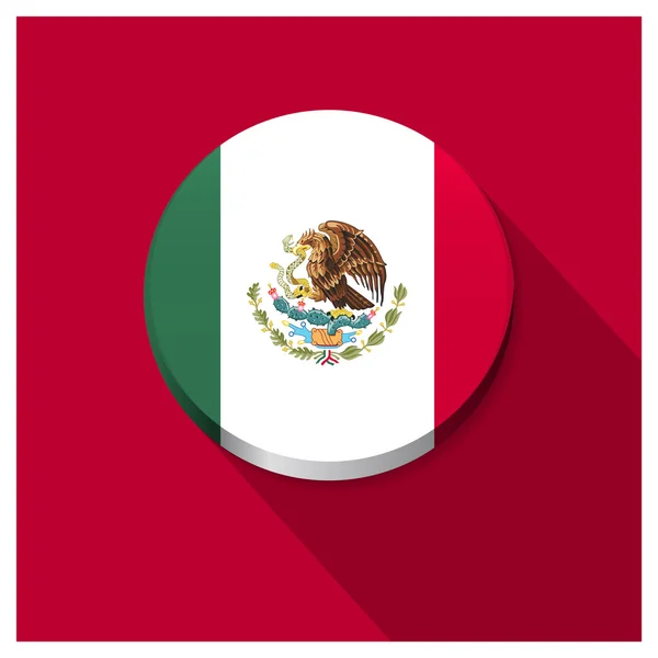 Botón de bandera de México de sombra larga — Vector de stock