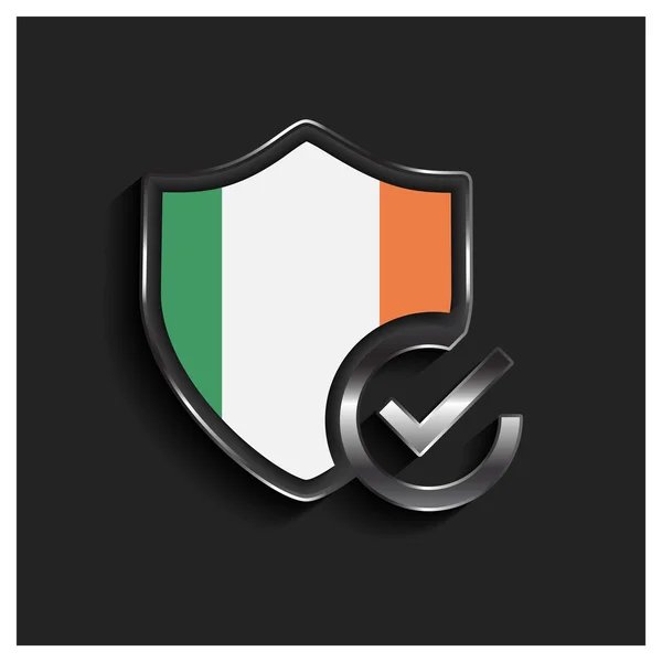 Ok escudo de seguridad bandera de Irlanda — Vector de stock